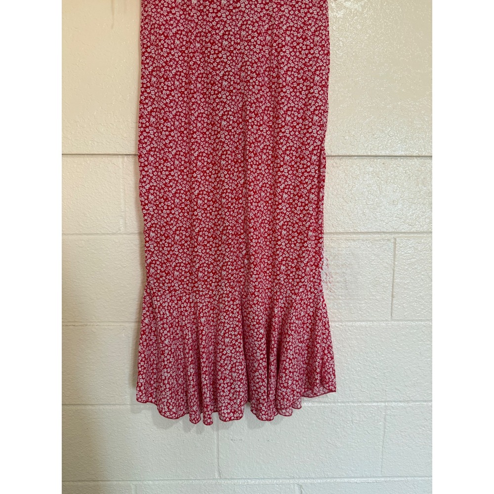 Fashion Nova Clarissa Floral Midi Dress Womens L Red White Ruched Mermaid Summer - Picture 11 of 13